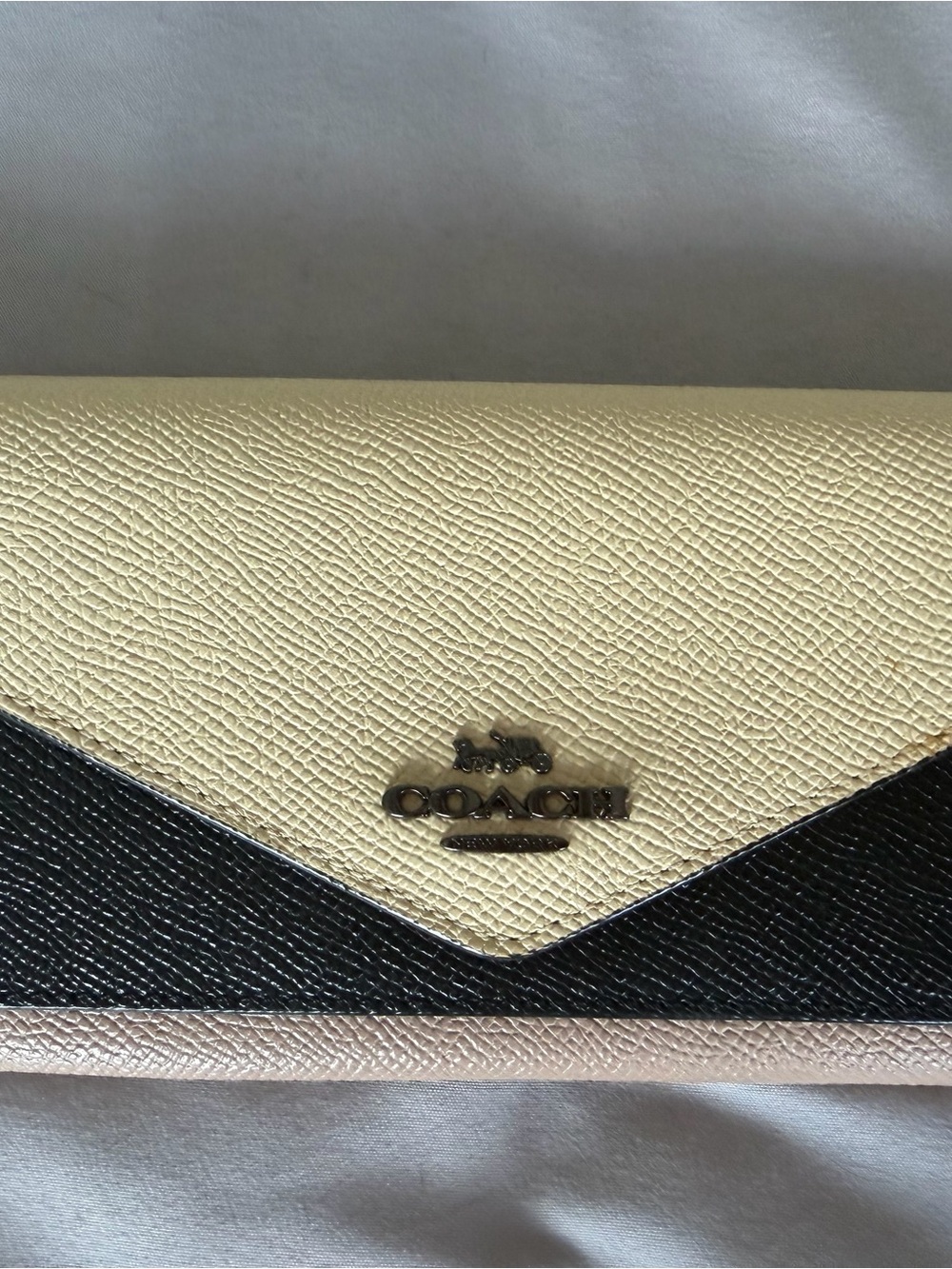 Coach Colorblock Envelope Wallet - Cream, Black & Blush Pink